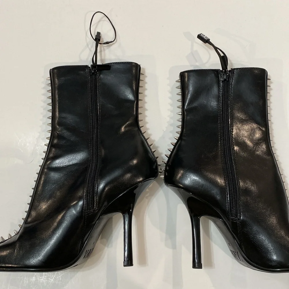 Zara Studded Heeled Ankle Boots studs Spiked Size 36 NEW - Picture 13 of 16